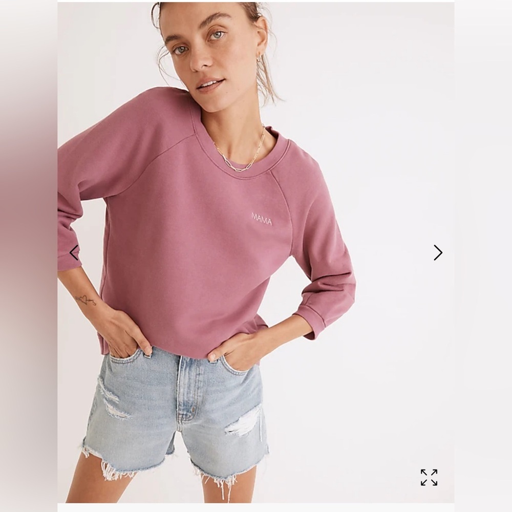 Women's Mauve Crewneck Sweatshirt Top - MAMA Embroidered